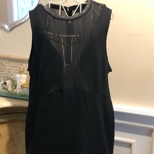 Top Shop Sheer front, crystal collar dress